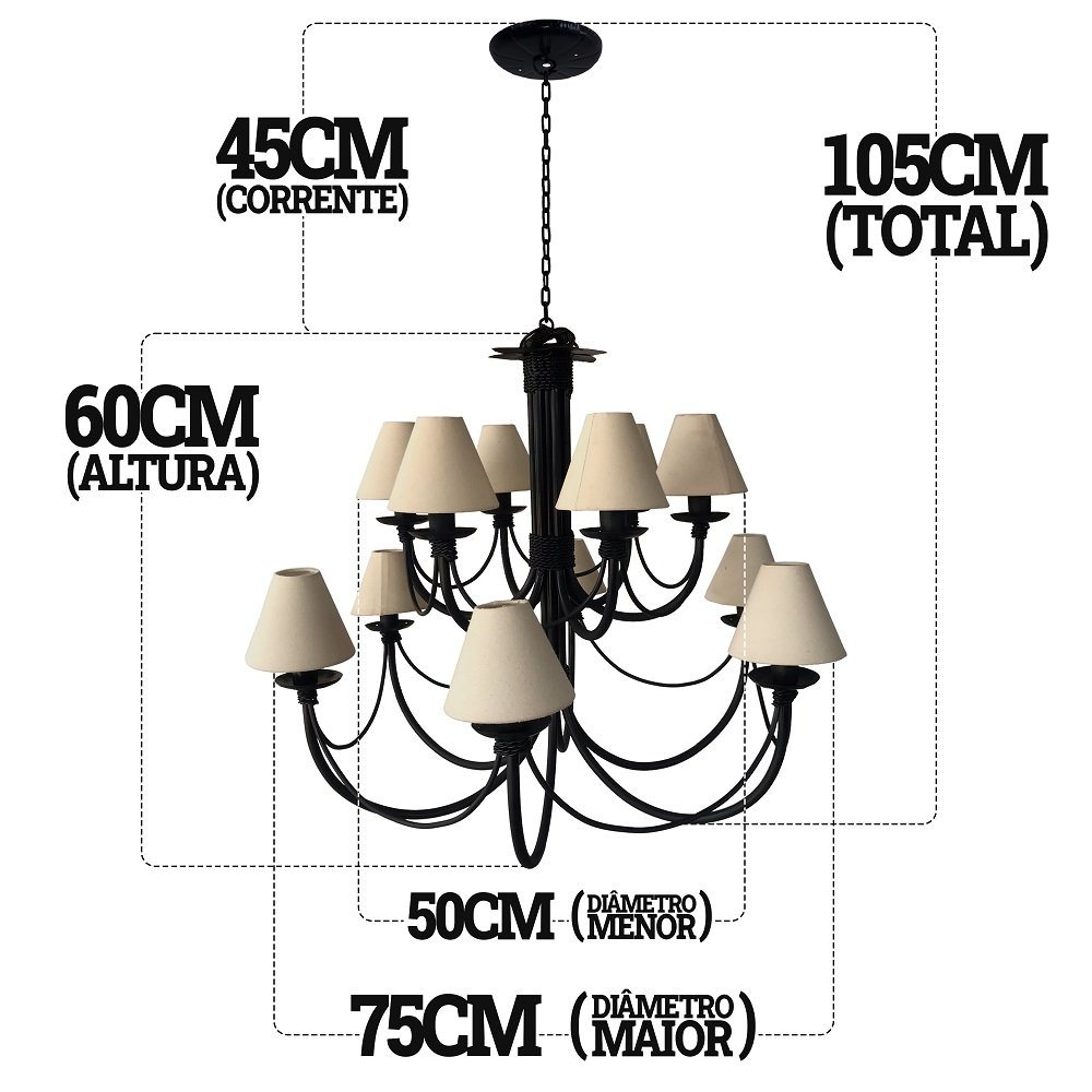 Pendente de Ferro para Iluminação com Cúpulas de Algodão 2 Andares Libertas Rosas - 2