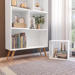 Estante para Livros Retrô com 4 Nichos Removíveis 180cmx90cm Atlas Yescasa - 7