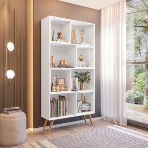 Estante para Livros Retrô com 4 Nichos Removíveis 180cmx90cm Atlas Yescasa
