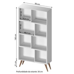 Estante para Livros Retrô com 4 Nichos Removíveis 180cmx90cm Atlas Yescasa - 3