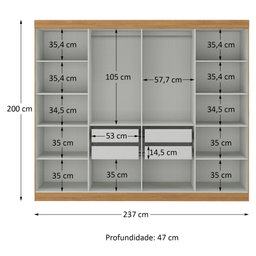 Guarda Roupa Casal 8 Portas 4 Gavetas Paris Espresso Móveis - 5