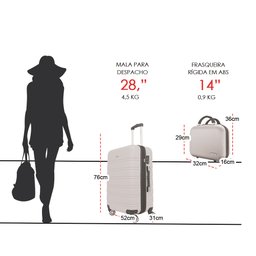Kit Mala Grande Rígida Expansiva Despachada 32kg Rodas Duplas 360º Tsa Mais Frasqueira Gladiador A3g - 7