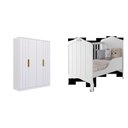 Ver imagem 2 de Conjunto Quarto de Bebê 1 Berço Alegria 1GUARDA Roupas 4 Portas 4 Gavetas Espresso Móveis Branco