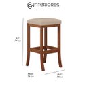 Ver imagem 2 de Kit 2 Banquetas Alta Estofada Barcelona 38x74Cm Bancada Bar Madeira Maciça Castanho Suede Bege - CCS