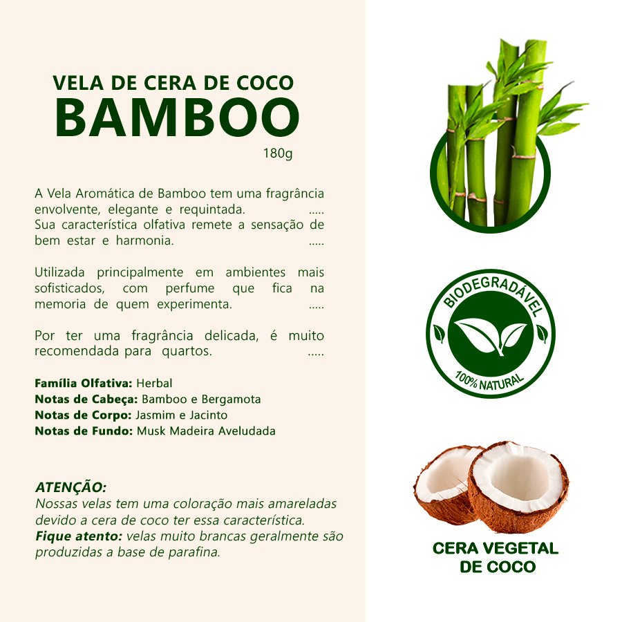 Vela Aromática Bamboo Copo com Tampa 180g  Cera de Coco - 8