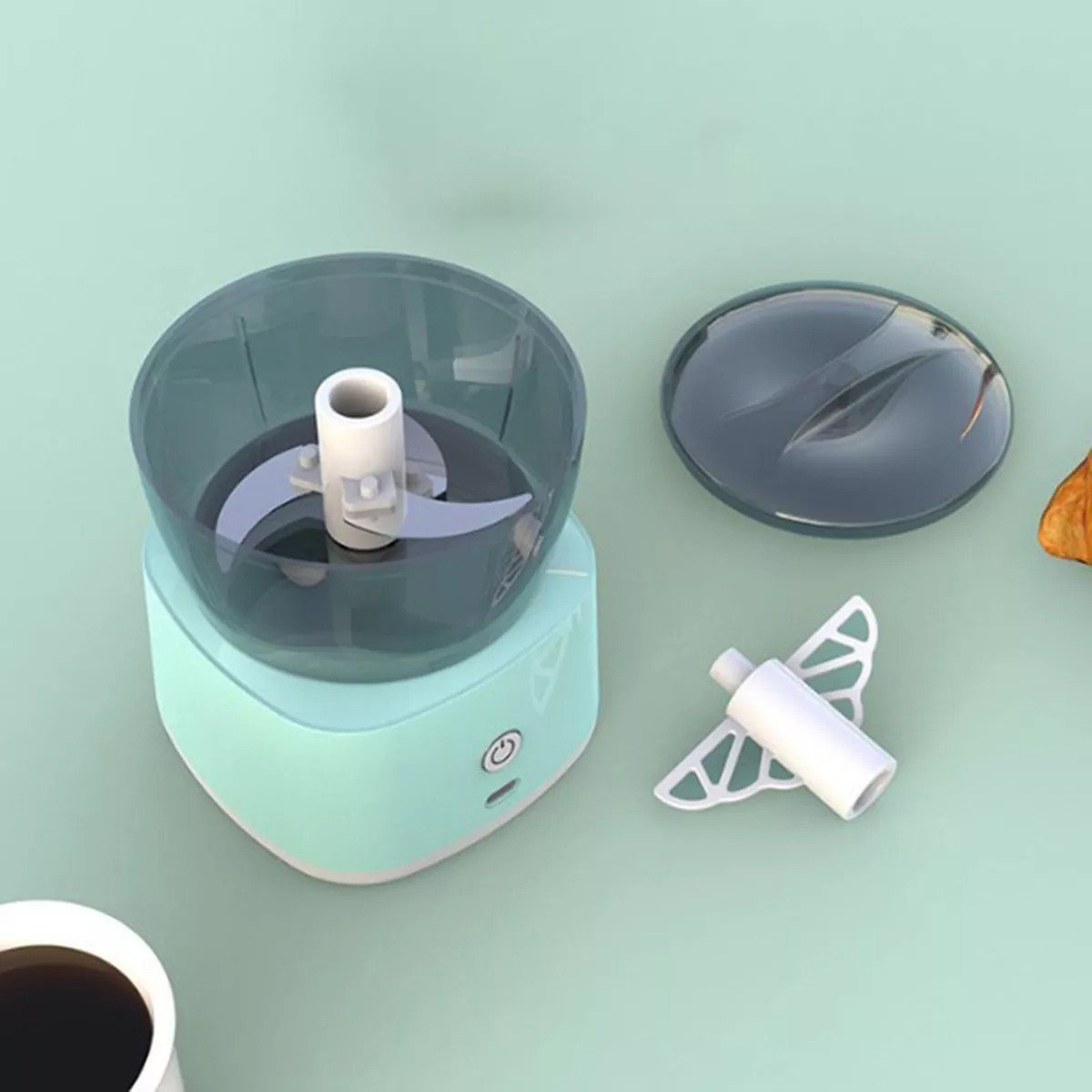 Mini Processador de Alimentos 2 em 1 Eletrico Bateria Recarregavel Usb sem Fio Triturador Cebola Alh - 3