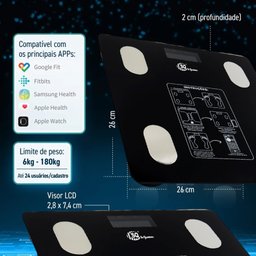 Balança Digital Corporal Bioimpedância Bluetooth App - 5