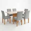 Ver imagem 2 de Conjunto de Mesa de Jantar 6 Lugares Carol MDF 160x80cm Cinamomo Off White Cinza