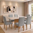 Ver imagem 1 de Conjunto de Mesa de Jantar 6 Lugares Carol MDF 160x80cm Cinamomo Off White Cinza