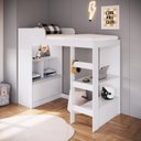 Ver imagem 1 de Cama Alta Multifuncional Solteiro Infantil/Juvenil com Estante e Escrivaninha 80 Amsterdam Branco