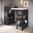 Ver imagem 2 de Cama Alta Multifuncional Solteiro Infantil/Juvenil com Estante E Escrivaninha 80 Amsterdam