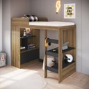Ver imagem 2 de Cama Alta Multifuncional Solteiro Infantil/Juvenil com Estante E Escrivaninha 80 Amsterdam