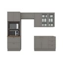 Ver imagem 3 de Cozinha Completa 04 Peças 100% MDF com Torre Quente 02 fornos e Aéreo com Portas de Vidro Cinza/Nature Americana