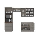 Ver imagem 5 de Cozinha Modulada Compacta 04 Peças 100% MDF com Torre Quente Aéreo com Portas de Vidro Americana