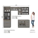 Ver imagem 4 de Cozinha Completa 04 Peças 100% MDF com Torre Quente 02 fornos e Aéreo com Portas de Vidro Cinza/Nature Americana
