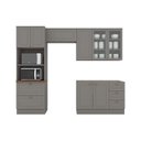 Ver imagem 3 de Cozinha Modulada Compacta 04 Peças 100% MDF com Torre Quente Aéreo com Portas de Vidro Americana