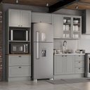 Ver imagem 1 de Cozinha Modulada Compacta 04 Peças 100% MDF com Torre Quente Aéreo com Portas de Vidro Americana
