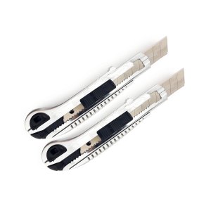 Kit 2 Estilete 18x100mm de Metal e Plástico Largo Com Reservatório Para Lâminas Trava de Segurança +