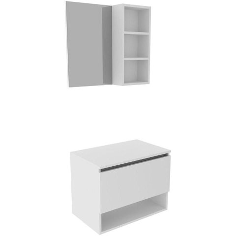 Kit Gabinete e Espelheira de Banheiro 60 Cm Valente Branco