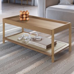 Mesa de Centro Retangular c/ Prateleira  93cm Palhinha Pé Madeira Oslo Artesano | Nero - Hanover - 1