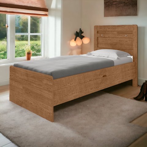 Cama Baú Larissa Solteiro Naturale com Colchão Framar