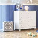 Ver imagem 1 de Cômoda Sapateira Infantil 4 Gavetas 1 Porta Doce Sonho Mdf: Branco