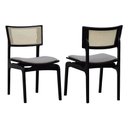 Ver imagem 1 de Kit 2 Cadeiras Apollo Madeira Maciça Encosto Telinha Assento Anatômico - Preto Estofado Linho Bege