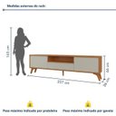 Ver imagem 6 de Rack para TV até 75 Polegadas MDF 237cm Pés em Madeira Maciça Laqueado Piazza New - Mavaular Natural