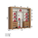 Ver imagem 6 de Guarda Roupa Casal Solaro Cantos Arredondados com Ripado 2 Portas Deslizantes 6 Gavetas com Usinagem