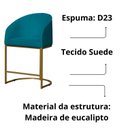 Ver imagem 3 de Kit 02 Banco Banqueta Poltrona Mia Base Metal Dourada Suede Cor:turquesa