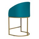 Ver mais imagens de Kit 02 Banco Banqueta Poltrona Mia Base Metal Dourada Suede Cor:turquesa