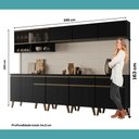 Ver imagem 7 de Armário de Cozinha Completa Atlanta Walk com Vidro Carraro Preto Touch