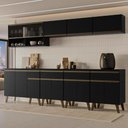 Ver imagem 1 de Armário de Cozinha Completa Atlanta Walk com Vidro Carraro Preto Touch