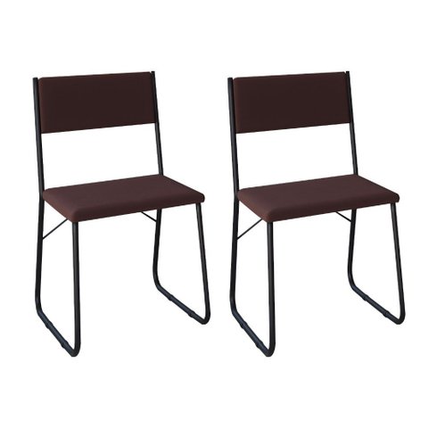 Kit 2 Cadeiras de Jantar Angra Estofadas para Mesa Sala Cozinha Conforto e Decor - Marrom