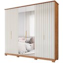 Ver imagem 3 de Guarda-Roupa Casal 6 Portas com Pés e Espelho 242,5cm 100% MDF Vittoria Espresso Móveis Bege/Cinamomo/Off White