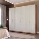 Ver imagem 1 de Guarda-Roupa Casal 6 Portas com Pés 242,5cm 100% MDF Vittoria Espresso Móveis Bege/Cinamomo/Off White