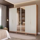 Ver imagem 1 de Guarda-Roupa Casal 6 Portas com Pés e Vidro Reflecta 242,5cm 100% MDF Vittoria Espresso Móveis Bege/Cinamomo/Off White