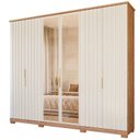 Ver imagem 3 de Guarda-Roupa Casal 6 Portas com Pés e Vidro Reflecta 242,5cm 100% MDF Vittoria Espresso Móveis Bege/Cinamomo/Off White