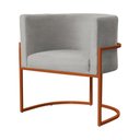 Ver imagem 3 de Kit 2 Poltrona Decorativa Luana Linho Bege Base Bronze -fm