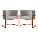 Ver imagem 1 de Kit 2 Poltrona Decorativa Luana Linho Bege Base Bronze -fm