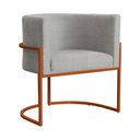 Ver imagem 2 de Kit 2 Poltrona Decorativa Luana Linho Bege Base Bronze -fm