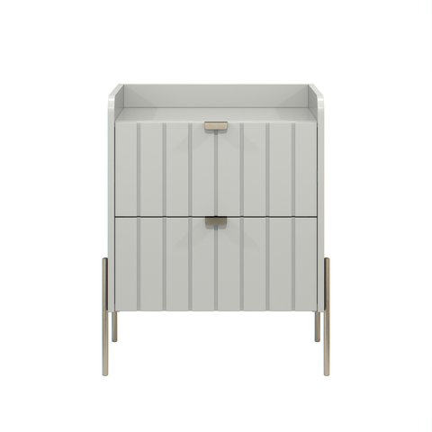 Mesa Cabeceira com Gaveta Off White para Quarto Moriah 45cm Pé Champagne