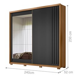 Guarda Roupa com Espelho Zeus Freijó/Cinza - 2