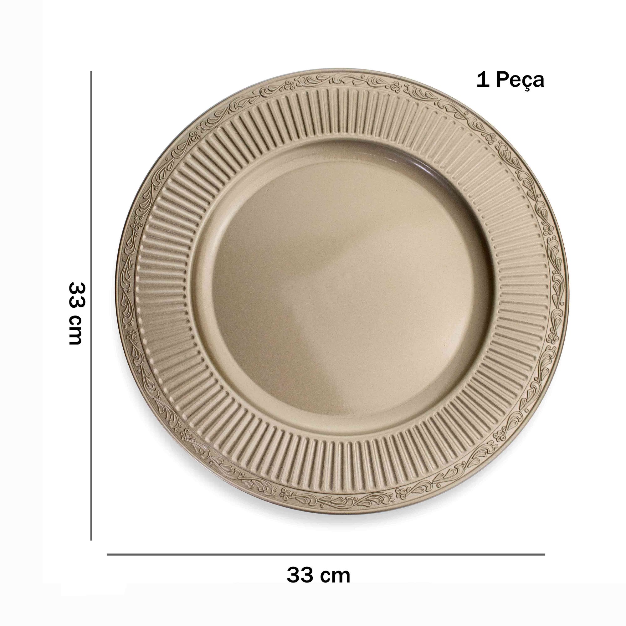 Sousplat Redondo Decorativo Natalino Champanhe 33 Cm - Indo Decorar - 5