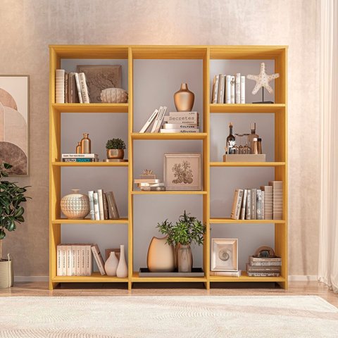 Estante Livreiro Multiuso com 11 Nichos Odelia Marrom/Freijó