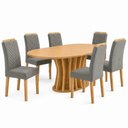 Ver imagem 2 de Conjunto de Mesa de Jantar Orgânica 6 Cadeiras MDF 180x90cm Cinamomo e Cinza