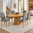 Ver imagem 1 de Conjunto de Mesa de Jantar Orgânica 6 Cadeiras MDF 180x90cm Cinamomo e Cinza