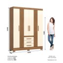 Ver imagem 3 de Guarda Roupa Master 4 Portas 3 Gavetas com Pés em ABS Marrom/Nature/Off White
