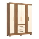 Ver imagem 2 de Guarda Roupa Master 4 Portas 3 Gavetas com Pés em ABS Marrom/Nature/Off White