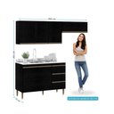 Ver imagem 3 de Cozinha Compacta Milão 200cm 3 Peças em MDP Menu Móveis Preto